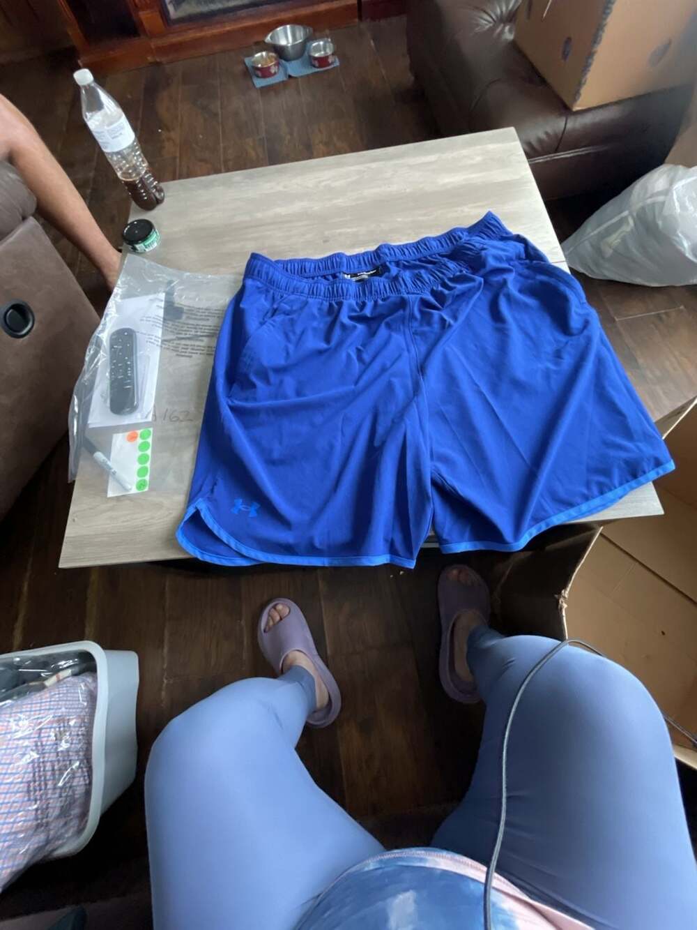 #A162 Under Armour Athletic Shorts Size XXL Blue Woven Training Running